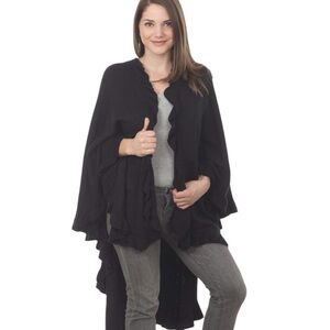 REITMANS One Size Ruffled Asymmetrical Open Front Sweater